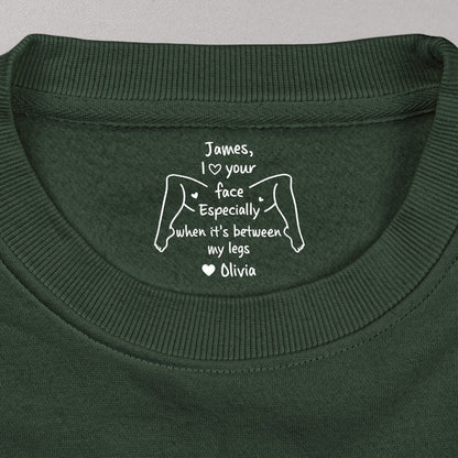 Personalized Classic Tee With Playful Inner Collar Quote, Unique Gift For Partner