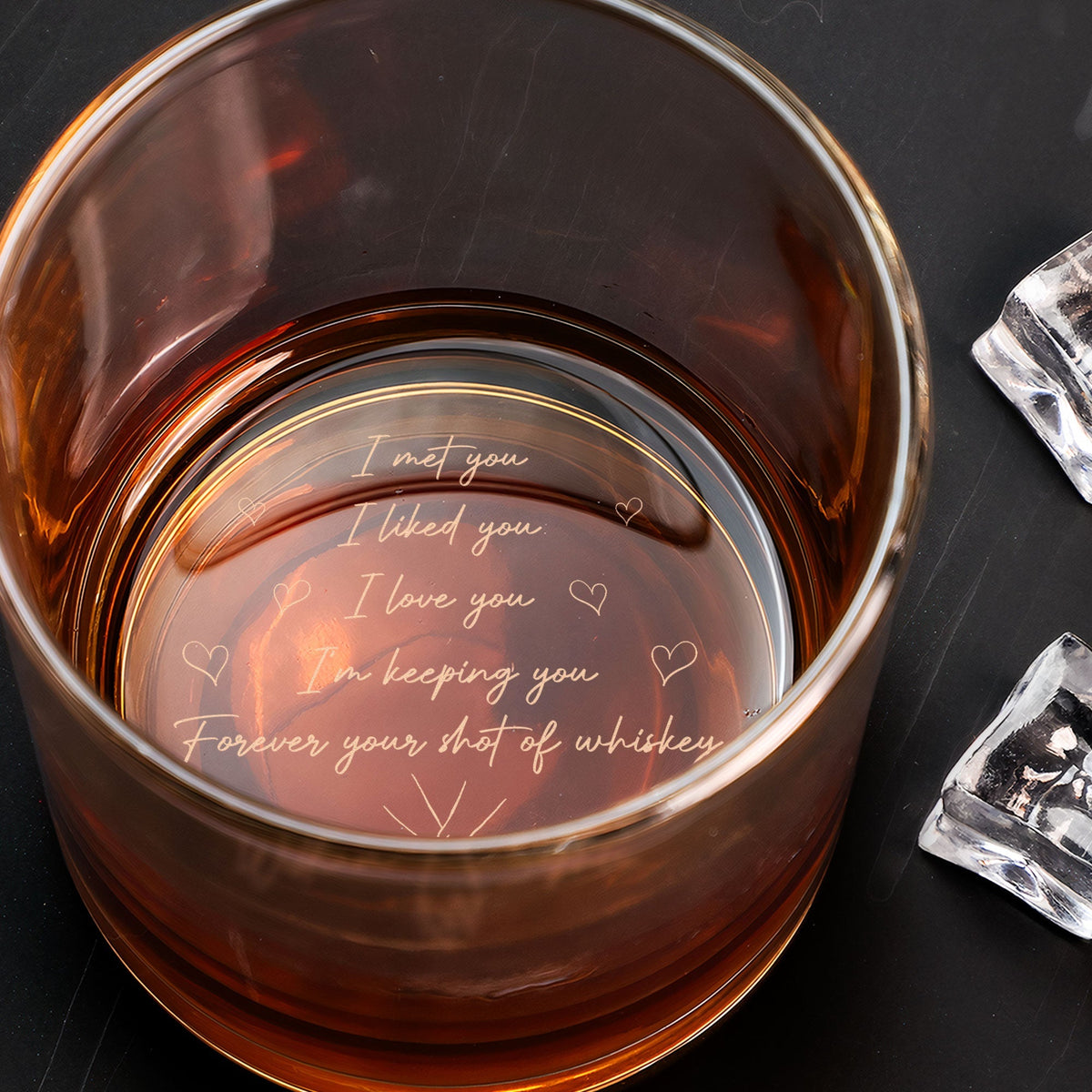 Personalized Engraved Whiskey Glass With Romantic Quote For Couples A Unique Gift With Sweet Hearts