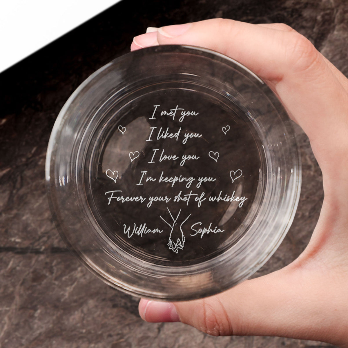 Personalized Engraved Whiskey Glass With Romantic Quote For Couples A Unique Gift With Sweet Hearts