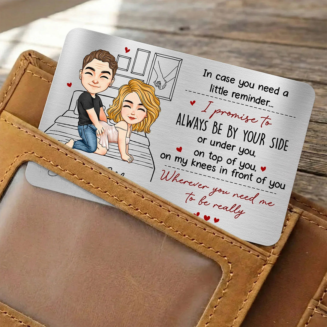 Promised Card Personalized Metal Wallet Card with Funny Love Promise, Cute Couple Il ...
