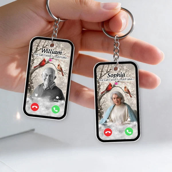 Personalized Acrylic Keychain, The Call I Wish I Could Take Tribute, Creative Remembrance Gift for Loved Ones