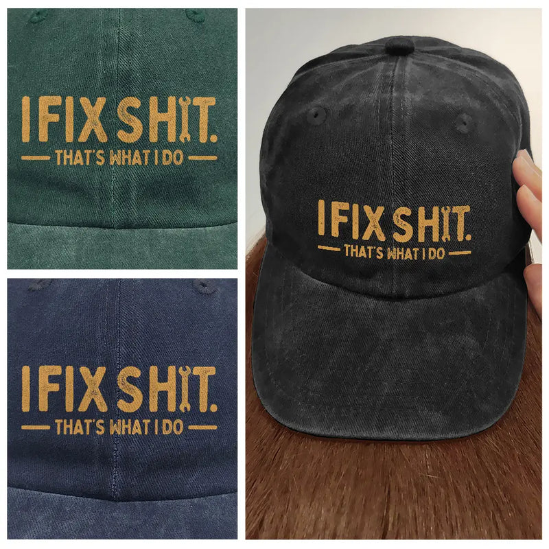 Unstructured Washed Cotton Cap, Fix It Humor, Vintage Black Style, Unique Creative Gift