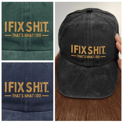 Unstructured Washed Cotton Cap, Fix It Humor, Vintage Black Style, Unique Creative Gift