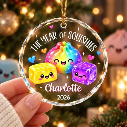 Personalized Crystal Ornament, Rainbow Squishies for a Christmas Tree, Unique Creative Gift for Kids