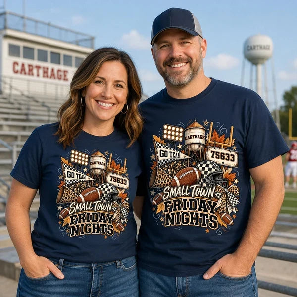 Personalized Classic Tee, Small Town Friday Nights Football Shirt, Unique Gift for Football Fans
