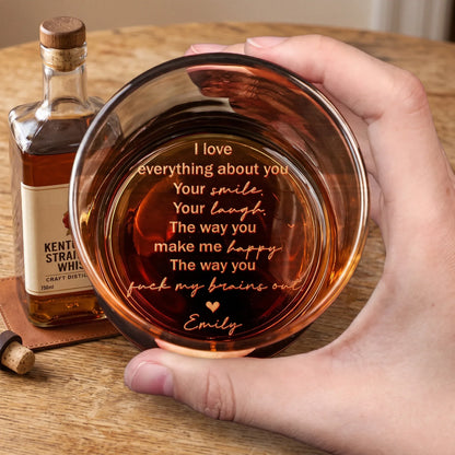 Personalized Engraved Whiskey Glass, Unique Gift for Husband, Handheld Amber Barware