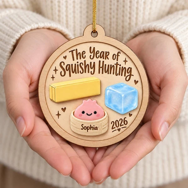 Wooden Ornament, Personalized Cute Squishy Keepsake with Playful Lettering, Creative Gift for Squishy Lovers