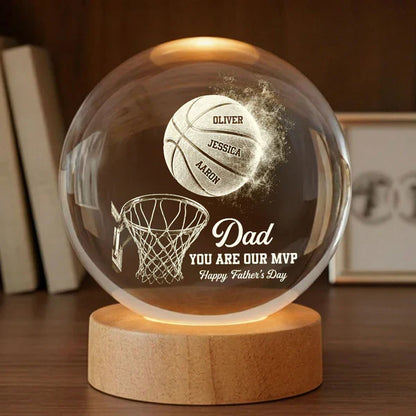 Personalized Basketball Globe Lamp for Dad, You Are Our MVP Father's Day Unique Gift