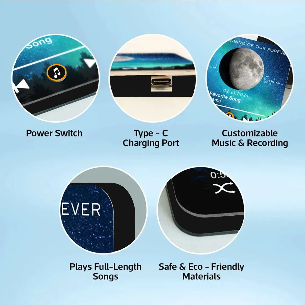 Acrylic Music Magnet, Night Sky & Moon Design, Custom Song Look, Creative Gift for Him or Her, Romantic Keepsake