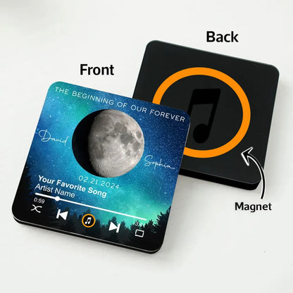 Acrylic Music Magnet, Night Sky & Moon Design, Custom Song Look, Creative Gift for Him or Her, Romantic Keepsake