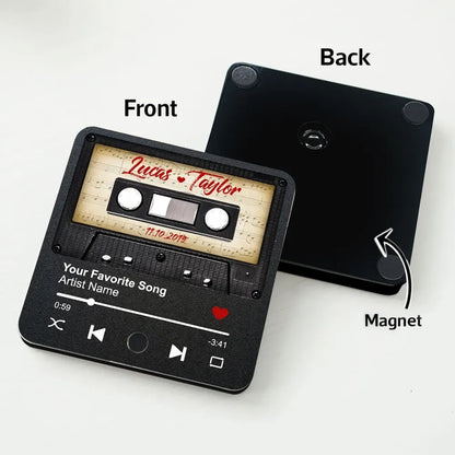 Retro Cassette Acrylic Music Magnet – A Romantic Gift for Lovers with Clear Print & Timeless Design