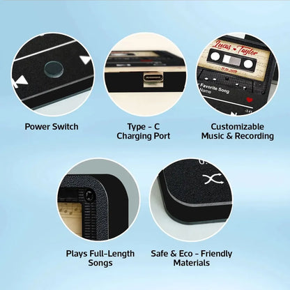 Retro Cassette Acrylic Music Magnet – A Romantic Gift for Lovers with Clear Print & Timeless Design