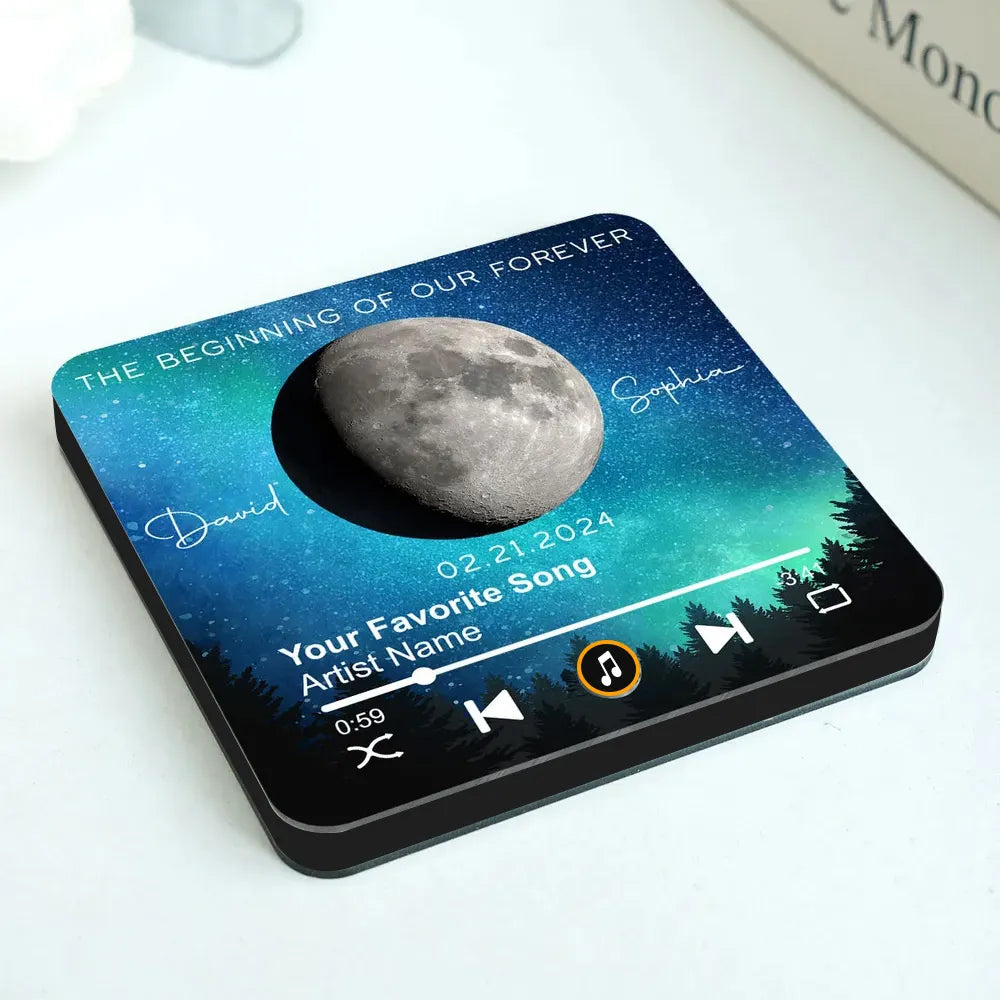 Acrylic Music Magnet, Night Sky & Moon Design, Custom Song Look, Creative Gift for Him or Her, Romantic Keepsake