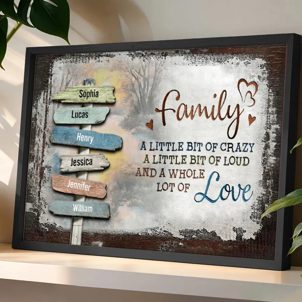 "A Little Lot of Love" Personalized Family Sign Canvas or Poster | Rustic Farmhouse Wall Decor | Unique Heartfelt Home Gift