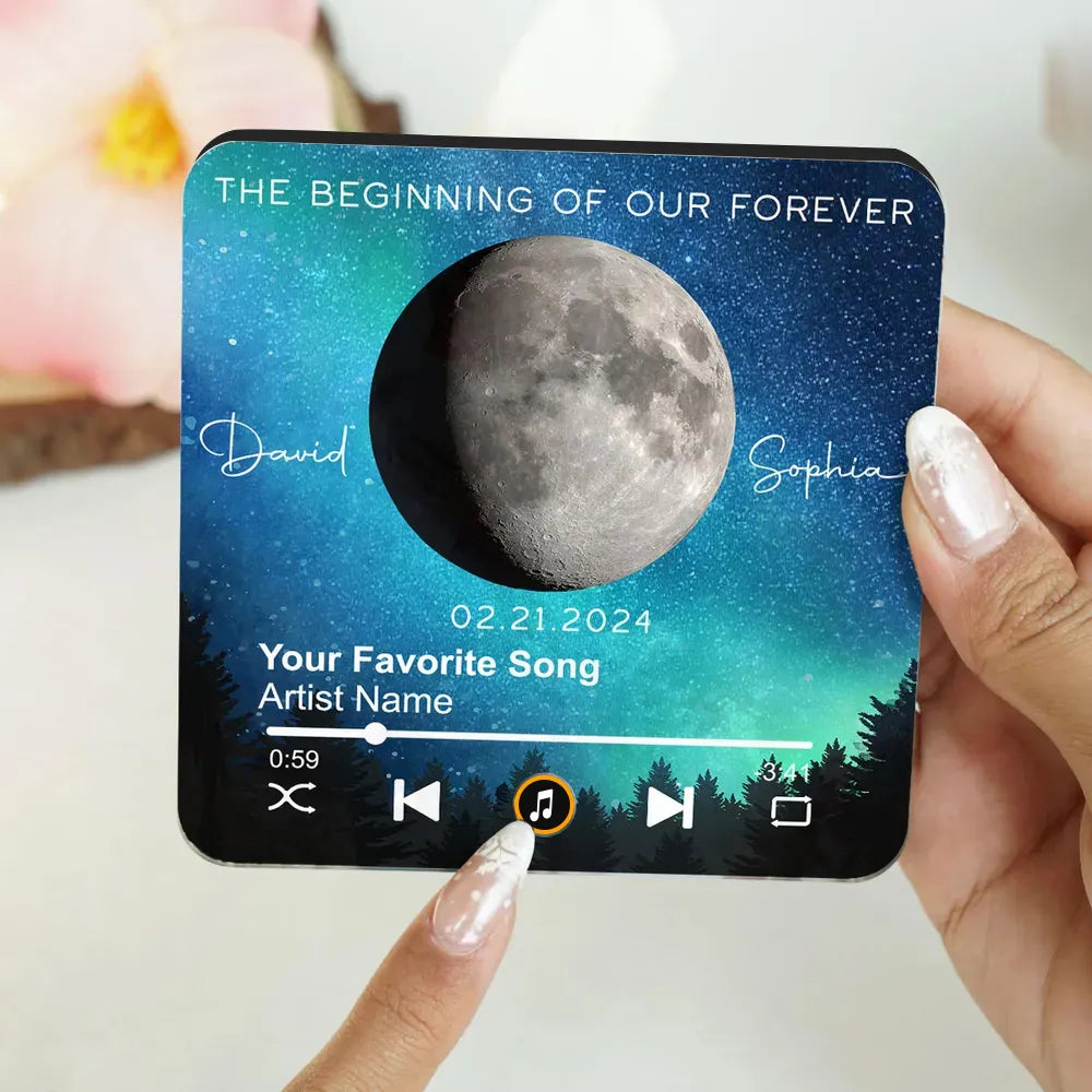 Acrylic Music Magnet, Night Sky & Moon Design, Custom Song Look, Creative Gift for Him or Her, Romantic Keepsake