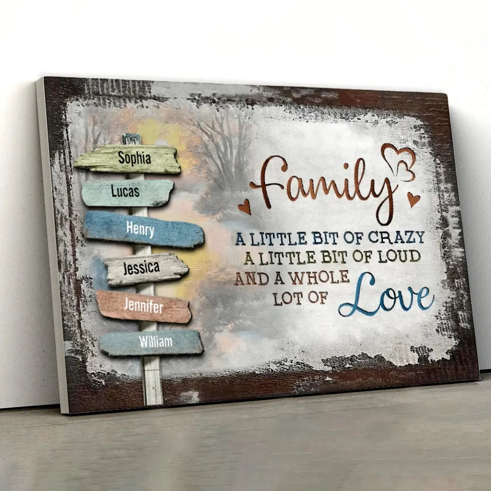 "A Little Lot of Love" Personalized Family Sign Canvas or Poster | Rustic Farmhouse Wall Decor | Unique Heartfelt Home Gift