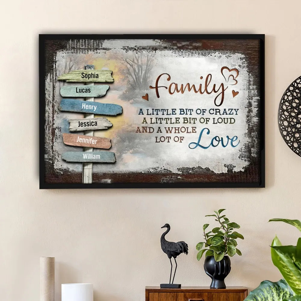 "A Little Lot of Love" Personalized Family Sign Canvas or Poster | Rustic Farmhouse Wall Decor | Unique Heartfelt Home Gift