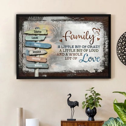 "A Little Lot of Love" Personalized Family Sign Canvas or Poster | Rustic Farmhouse Wall Decor | Unique Heartfelt Home Gift
