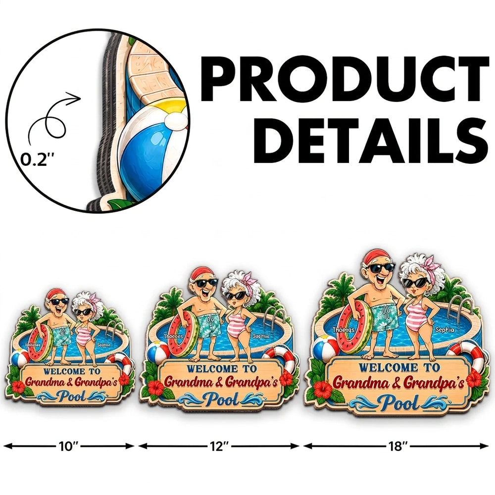 Personalized Wooden Sign, Welcome to Grandma & Grandpa's Pool, Unique Poolside Gift
