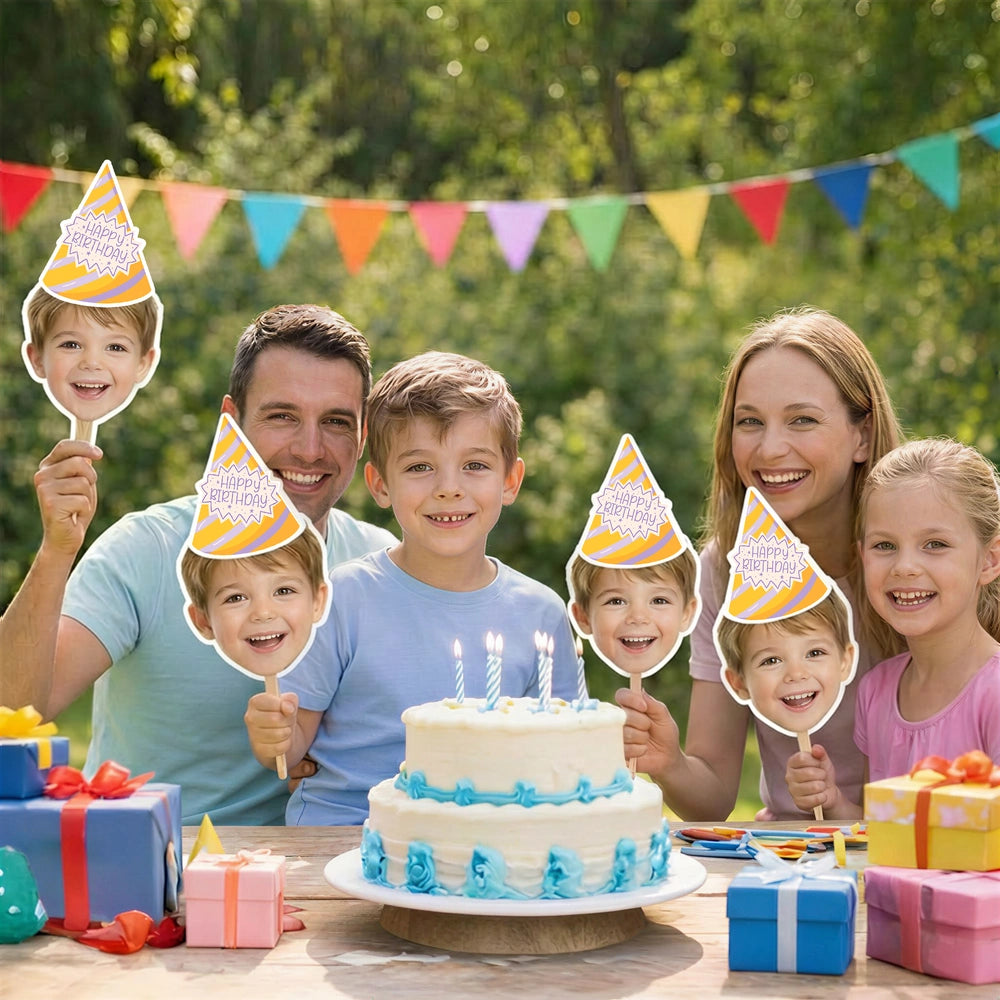 Personalized Graduation & Party Face Fan Custom Photo Head Cutout with Fun Hat Options