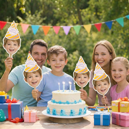 Personalized Graduation & Party Face Fan Custom Photo Head Cutout with Fun Hat Options