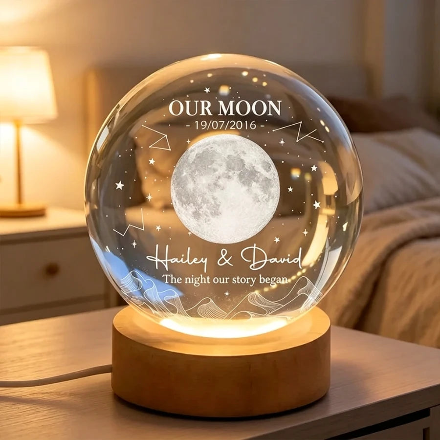 Personalized Moon Globe Lamp, Starry Custom Design for Couple, Unique Romantic Gift