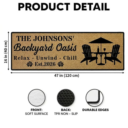 Personalized Standard Doormat with Relax Unwind Chill Patio Design, Creative Gift for Outdoor Entryway