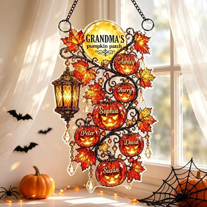Personalized Acrylic Suncatcher Ornament, Grandma's Pumpkin Patch Window Decor, Unique Gift for Grandma