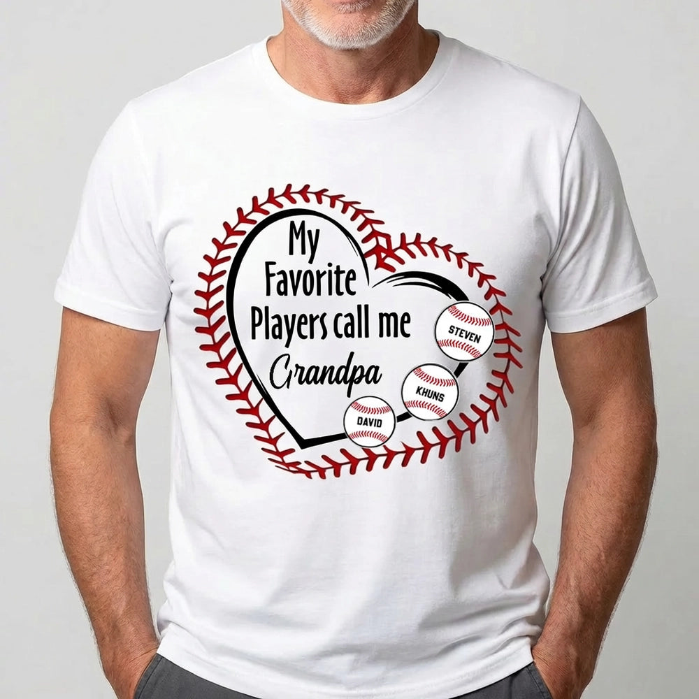 Personalized Baseball Grandma Classic Tee My Favorite Players Call Me Cute Heart & Baseball Design Unique Gift