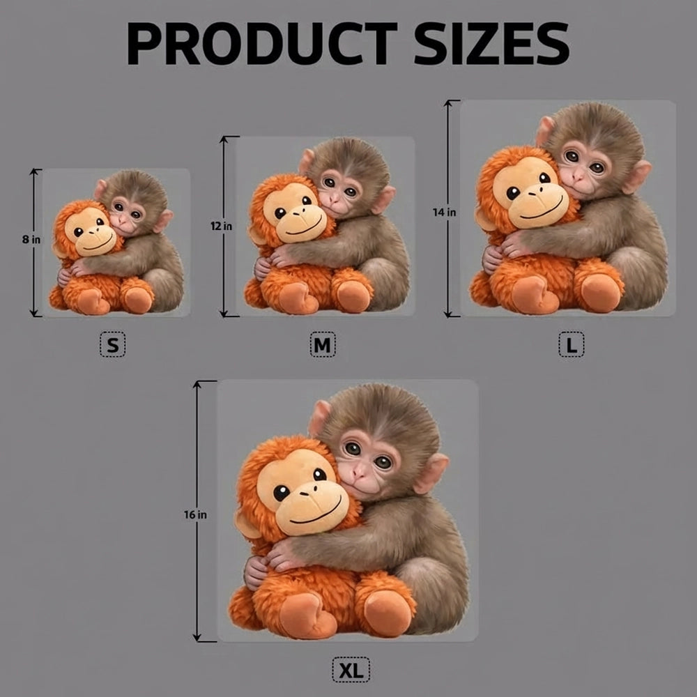 Personalized Baby Monkey Hugging Plush Sticker Decal for Car Window or Locker, Cute Unique Gift for Kids & Grandson