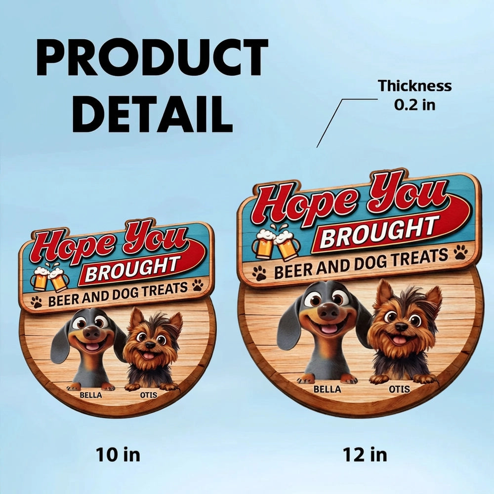 Custom Cartoon Dogs Wooden Sign with Beer Mugs, Funny Welcome Entryway Decor, Sweet Unique Holiday Gift for Pet Owners
