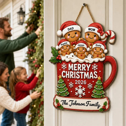 Personalized Wooden Sign, Home for the Holidays Gingerbread Scene, Creative Christmas Gift for Parents