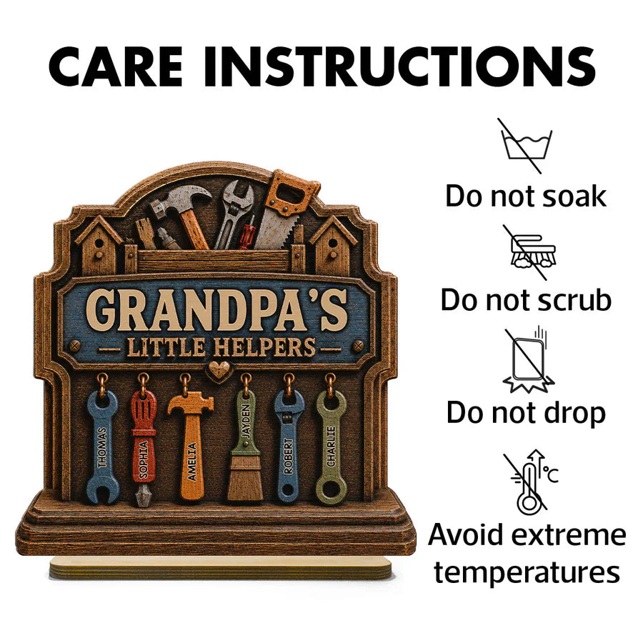 Personalized 2-Layer Wooden Plaque With Workshop Tools, Unique Father's Day Gift for Grandpa