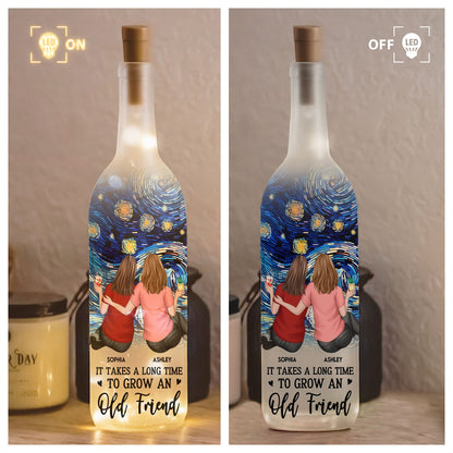 Bottle Lamp with Starry Sky Art, Hugging Friends Scene, Cozy Glow Decor, A Unique Gift for Best Friend