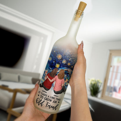 Bottle Lamp with Starry Sky Art, Hugging Friends Scene, Cozy Glow Decor, A Unique Gift for Best Friend