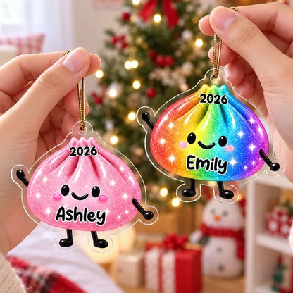 Personalized Acrylic Ornament, Cute Smiling Dumpling in Bright Colors, Unique Christmas Gift for Kids