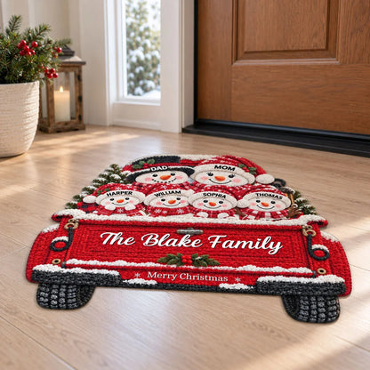 Personalized Shaped Doormat, Merry Christmas Snowman Welcome, Creative Family Gift for Nana & Papa