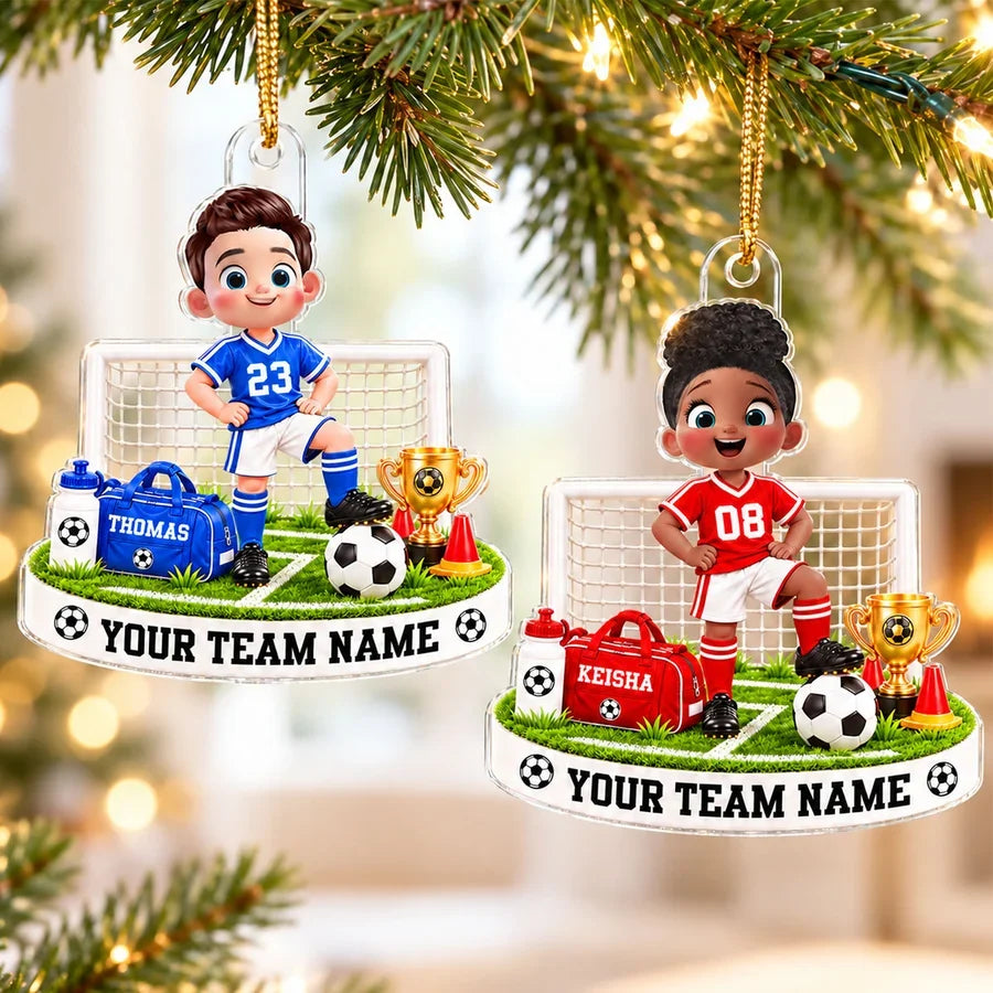 Proud Soccer Memory Acrylic Ornament, Personalized Young Athlete by Goal, Creative Gift for Granddaughter