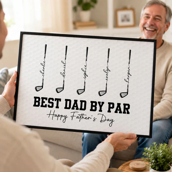 Personalized Golf Club Poster, Best Dad By Par Father's Day Wall Art, Unique Gift for Dad