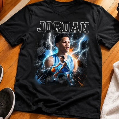 Personalized Classic Tee, Dynamic Athlete Action & Lightning Design, Unique Sports Gift for Boys & Girls