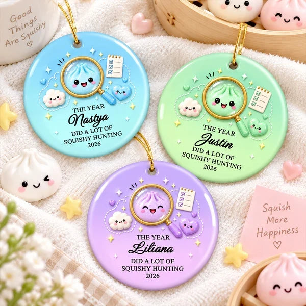 Ceramic Ornament, Personalized Squishy Hunting Keepsake for Tree Display, Creative Gift for a Kid's Favorite Phase