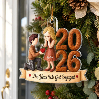 Personalized Acrylic Ornament, Kneeling Proposal Scene, Unique Engagement Gift for Couple