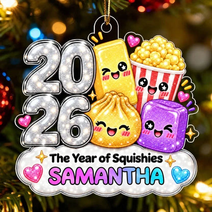 Personalized Acrylic Ornament, Dim Sum and Popcorn Among Tree Lights, Creative Gift for Teens and Friends Who Share Smiles