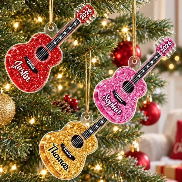 Personalized Guitar Acrylic Ornament, Colorful Tree Decor & Unique Gift for Musicians and Music Lovers