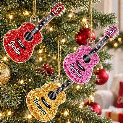 Personalized Guitar Acrylic Ornament, Colorful Tree Decor & Unique Gift for Musicians and Music Lovers
