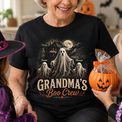 Personalized Grandma's Boo Crew Classic Tee, Ghost Haunted House Design, Unique Gift for Grandma