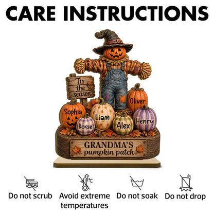 Personalized 2-Layer Wooden Plaque, Grandma's Pumpkin Patch Scarecrow, Creative Gift for Grandma