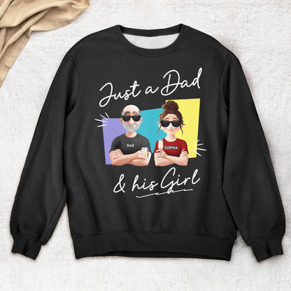 "Just a Dad & His Girl" Classic Tee – Custom Father’s Day Gift with Father and Daughter Cartoon