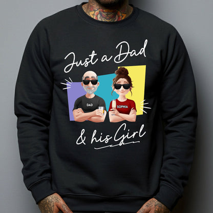 "Just a Dad & His Girl" Classic Tee – Custom Father’s Day Gift with Father and Daughter Cartoon