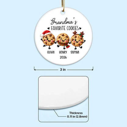 Personalized Ceramic Ornament with Cookies Holding Hands, Unique Christmas Tree Gift for Grandma
